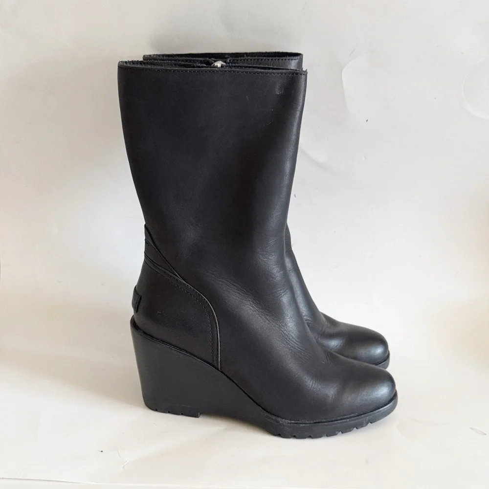 Sorel Womens Black After Hours Wedge Mid Boots size 7